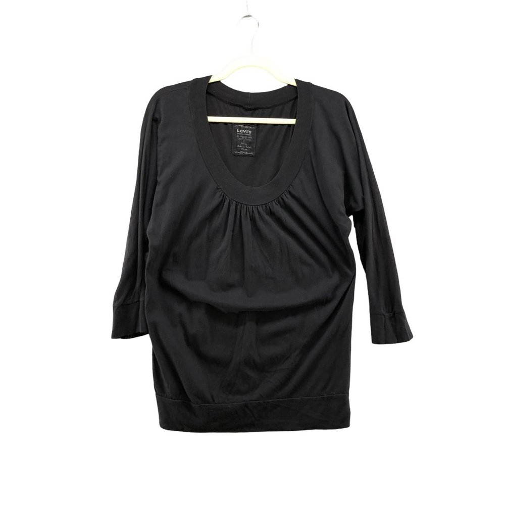 Levi's Scoop Neck Black Long Sleeve Tunic Top Womens Medium M Modal Blend
